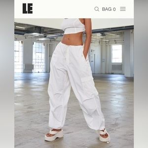 NWT Local European white ivory parachute pants M/L